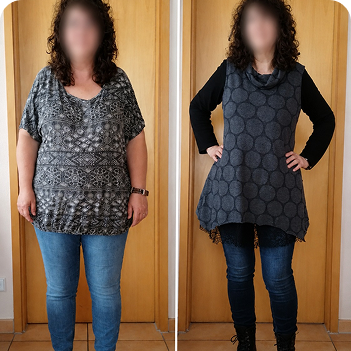 Vorher-Nachher Ergebnis einer Kundin nach dem Abnehm-Coaching in Esslingen