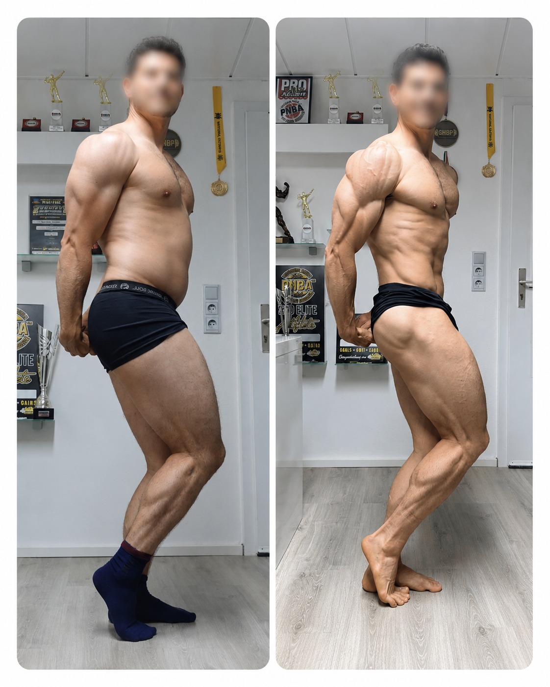 Vorher-Nachher Ergebnis nach Muskelaufbau durch strukturiertes Krafttraining